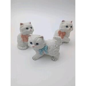 Homco Porcelain White Persian Kittens Figurines 1428 Vintage, Set of 3